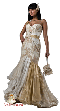 Свадебное платье, золотое, модель 053з