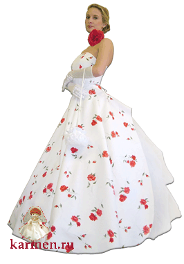 Выпускное платье, модель 207-1, белое с розами