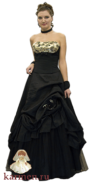 Вечернее платье, модель 215к, черное с золотом