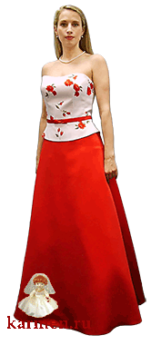 Свадебное красно-белое платье, модель 232