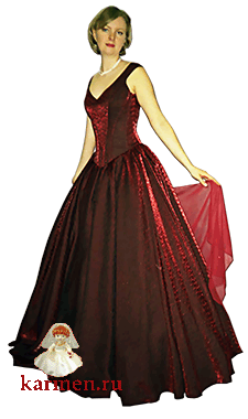 Вечернее платье, модель 191, бордовое